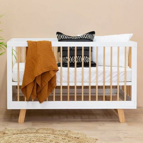 Aspen Baby Cot by Mocka (White / Natural Colour)