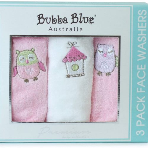 Bubba Blue girl owl wash cloth 3 pack